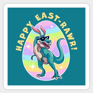 Happy East-Rawr Cute Dinosaur Bunny Ears Happy Easter Day Sticker